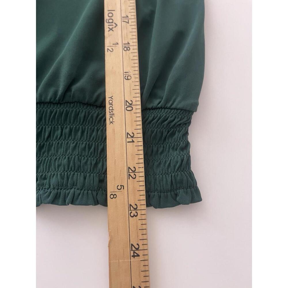 Michael Kors Women’s Green Blouse Size S Flutter Sleeve Smocked Waist Stretch Ca - Picture 7 of 9